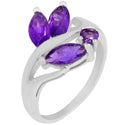 4*8 MM Marquise & 3*3 MM Round - Amethyst Faceted Ring - R5099A