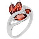 4*8 MM Marquise & 3*3 MM Round - Garnet Faceted Ring - R5099G