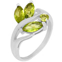4*8 MM Marquise & 3*3 MM Round - Peridot Faceted Ring - R5099P