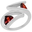 7*7, 5*5 MM Trillion - Garnet Faceted Ring - R5118G