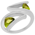 7*7, 5*5 MM Trillion - Peridot Faceted Ring - R5118P