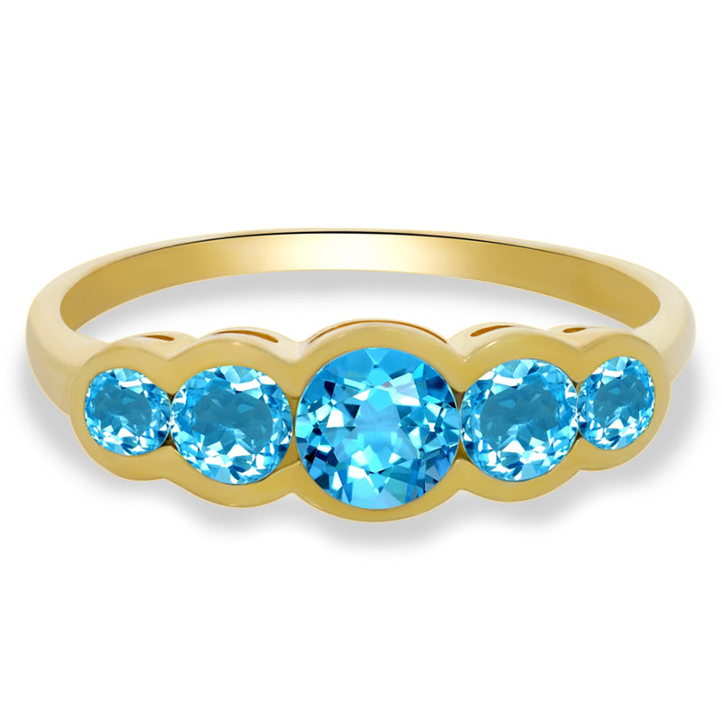 3, 4, 5 MM Round - 18k Gold Vermeil - Blue Topaz Ring - R5174BTWG