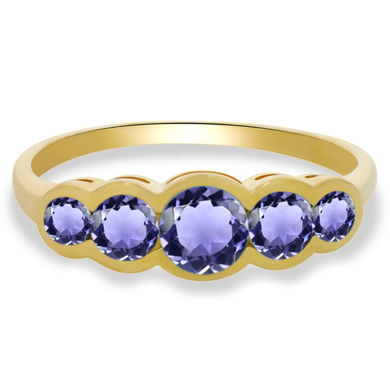 3, 4, 5 MM Round - 18k Gold Vermeil - Iolite Ring - R5174IWG