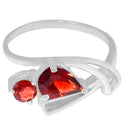 5*8 MM Pear, 4*4 MM Round - Garnet Faceted Ring - R5176G