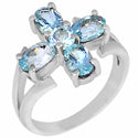 6*4 MM Oval & 4*4 MM Round - Blue Topaz Ring - R5178BT