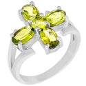 6*4 MM Oval & 4*4 MM Round - Peridot Faceted Ring - R5178P