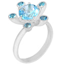 9*9, 3*3 MM Round - Blue Topaz Ring - R5182BT