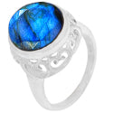 12*12 MM Round - Labradorite Faceted Ring - R5188L