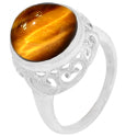 12*12 MM Round - Tiger Eye Ring - R5188TE