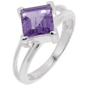 7*7 MM Square - Amethyst Faceted Ring - R5211A