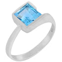 7*7 MM Square - Blue Topaz Ring - R5221BT