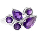 4*4 MM Round & 5*7, 6*9 MM Pear - Amethyst Faceted Ring - R5261A