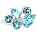 4*4 MM Round & 5*7, 6*9 MM Pear - Blue Topaz Ring - R5261BT