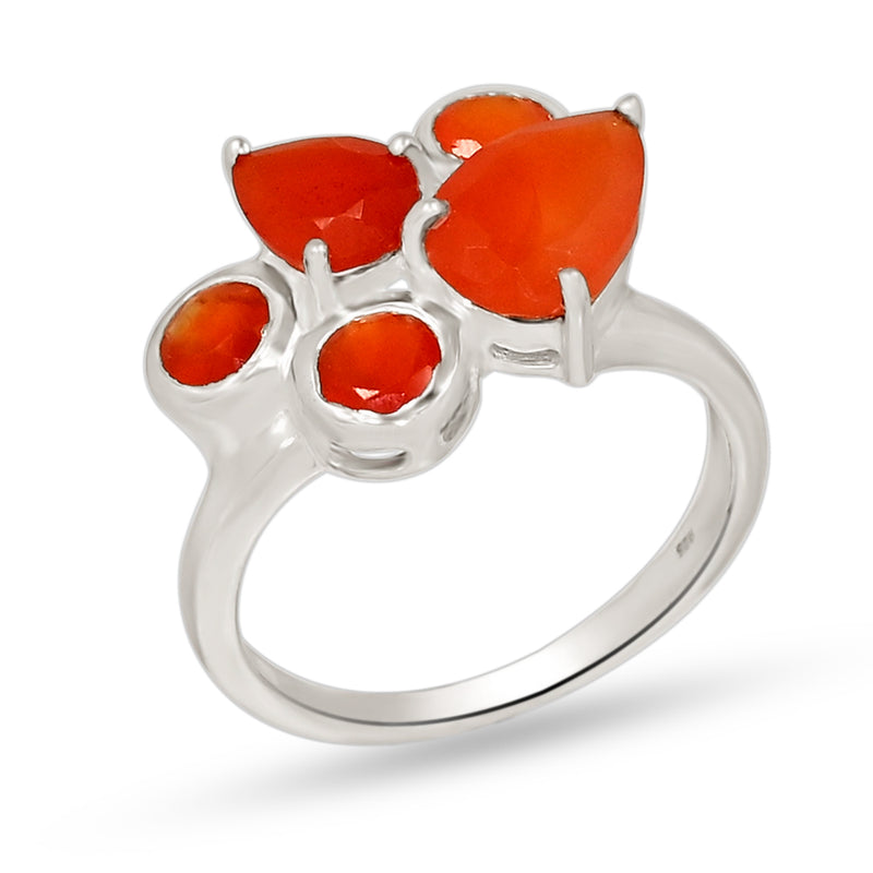 4*4 MM Round & 5*7, 6*9 MM Pear - Carnelian Faceted Ring - R5261CR