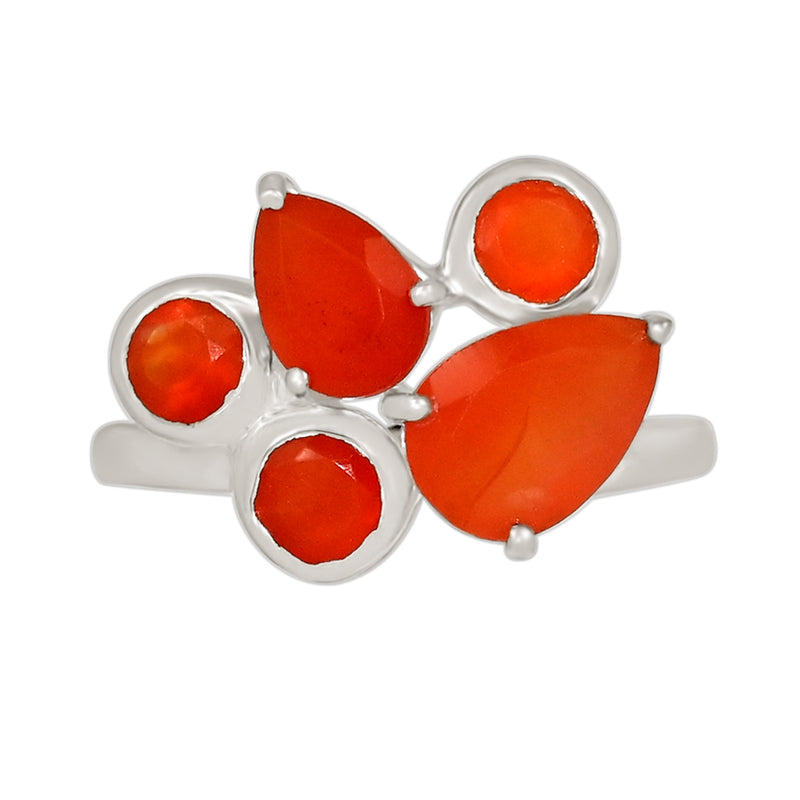 4*4 MM Round & 5*7, 6*9 MM Pear - Carnelian Faceted Ring - R5261CR