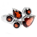 4*4 MM Round & 5*7, 6*9 MM Pear - Garnet Faceted Ring - R5261G