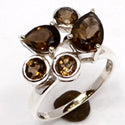 4*4 MM Round & 5*7, 6*9 MM Pear - Smokey Quartz Ring - R5261SQ