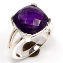 12*12 MM Cushion - Amethyst Faceted Ring - R5269A
