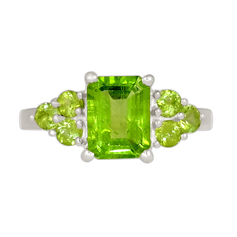 7*9 MM Octo & 3*3 MM Round - Peridot Faceted Ring - R5271P