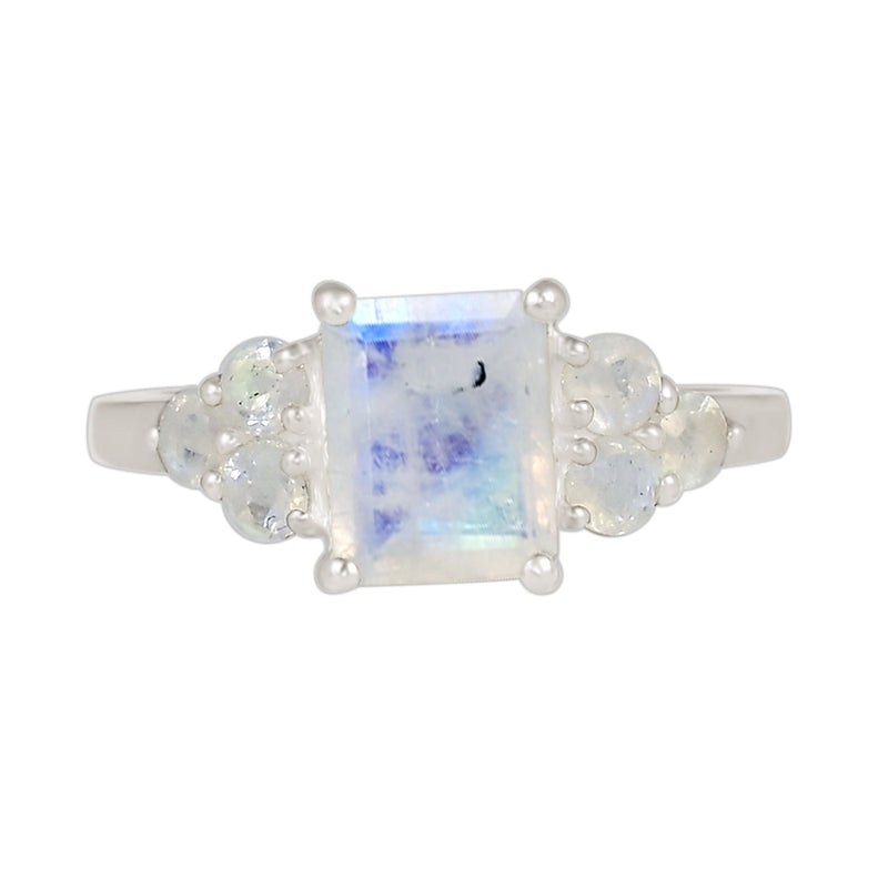 7*9 MM Octo & 3*3 MM Round - Moonstone Faceted Ring - R5271RM