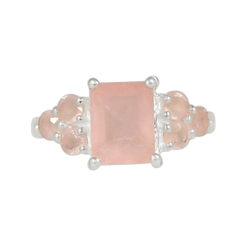 7*9 MM Octo & 3*3 MM Round - Rose Quartz Faceted Ring - R5271RQ