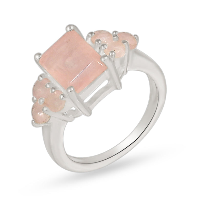 7*9 MM Octo & 3*3 MM Round - Rose Quartz Faceted Ring - R5271RQ