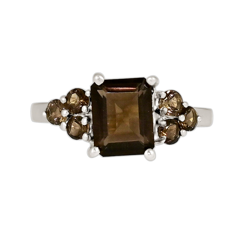 7*9 MM Octo & 3*3 MM Round - Smokey Quartz Ring - R5271SQ