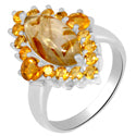 7*14 MM Marquise & 2.5, 4 MM Round - Golden Rutile With Citrine Ring - R5275GRWC