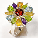 6*6 MM Round, 4*6 MM Pear & 3*6 MM Marquise - Garnet Faceted With Multi Ring - R5284GWM