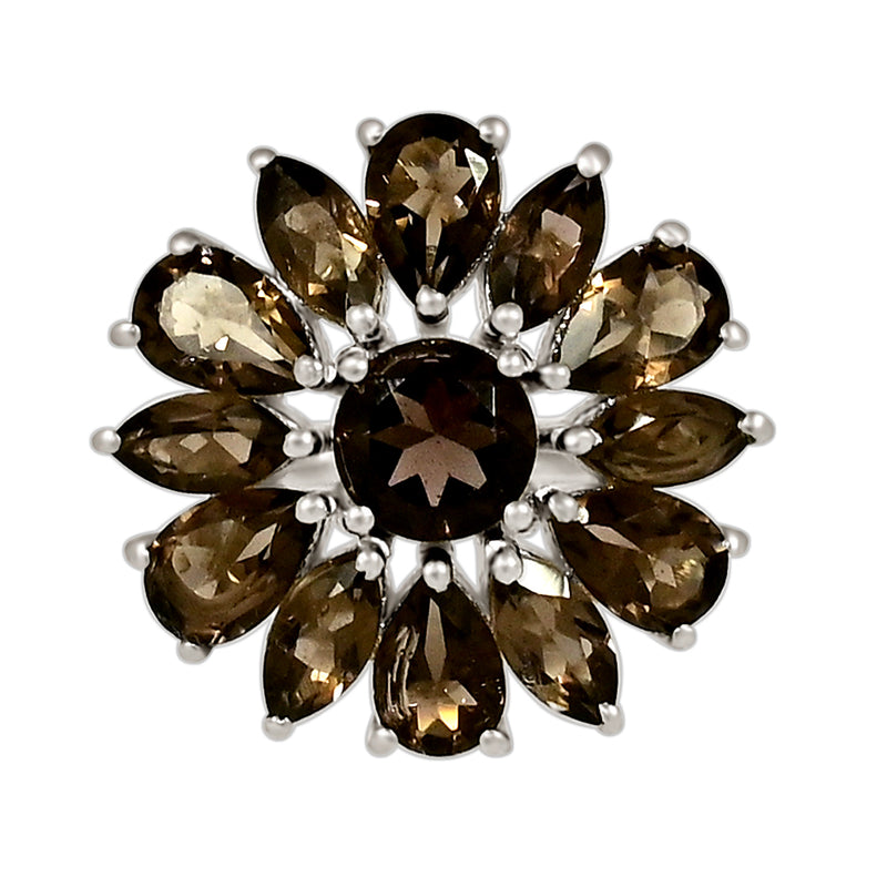 6*6 MM Round, 4*6 MM Pear & 3*6 MM Marquise - Smokey Quartz Ring - R5284SQ