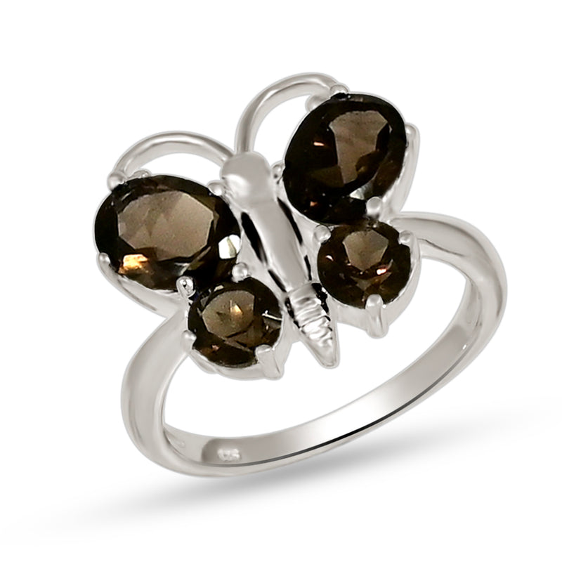 6*8 MM Oval & 5*5 MM Round - Smokey Quartz Ring - R5287SQ
