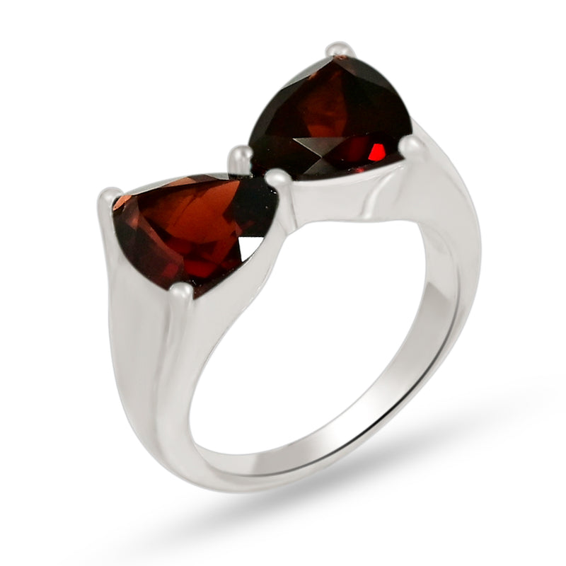 10*10 MM Trillion - Garnet Faceted Ring - R5291G