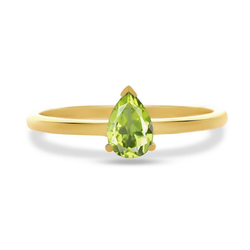 7*5 MM Pear - 18k Gold Vermeil - Peridot Ring - RBC301G-P Catalogue