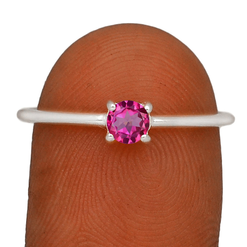 5*5 MM Round - Pink Topaz Ring - RBC306-PTZ Catalogue