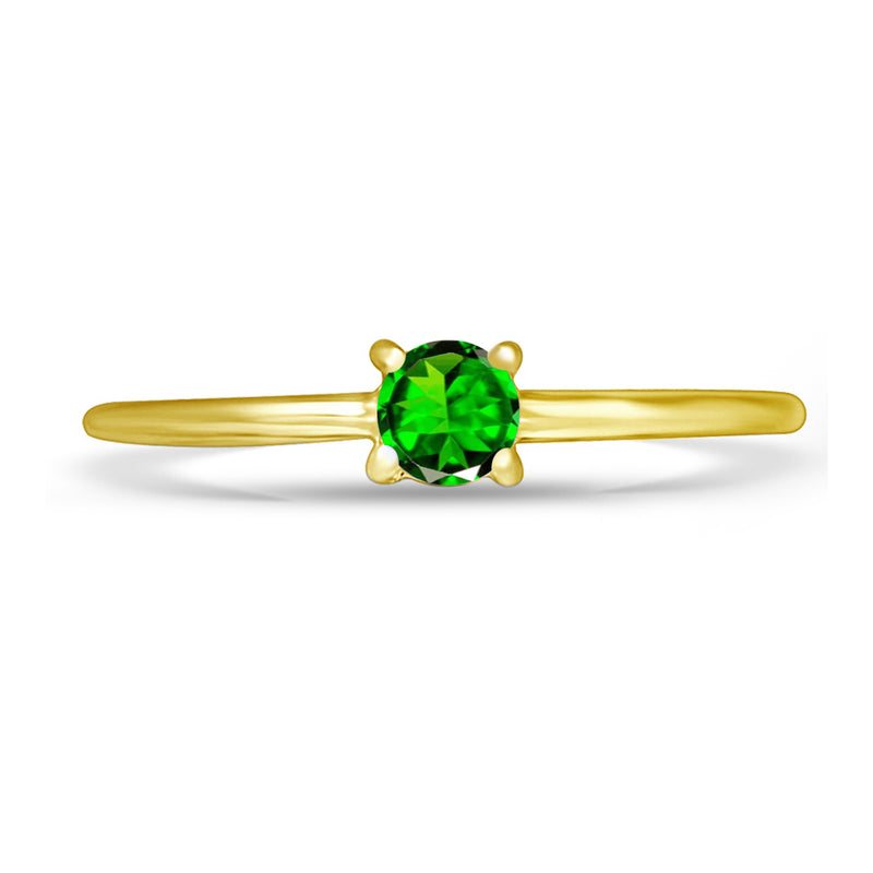 4*4 MM Round - 18k Gold Vermeil - Chrome Diopside Faceted Ring - RBC307G-CDF Catalogue