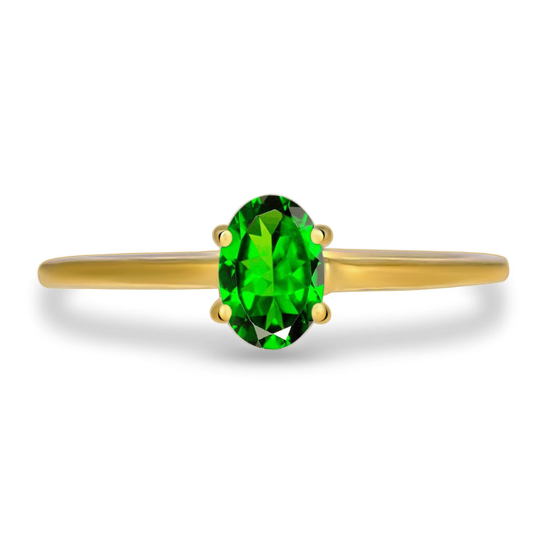 6*4 MM Oval - 18k Gold Vermeil - Chrome Diopside Faceted Ring - RBC309G-CDF Catalogue