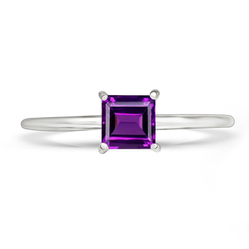 4*4 MM Square - Amethyst Faceted Ring - RBC310-A Catalogue