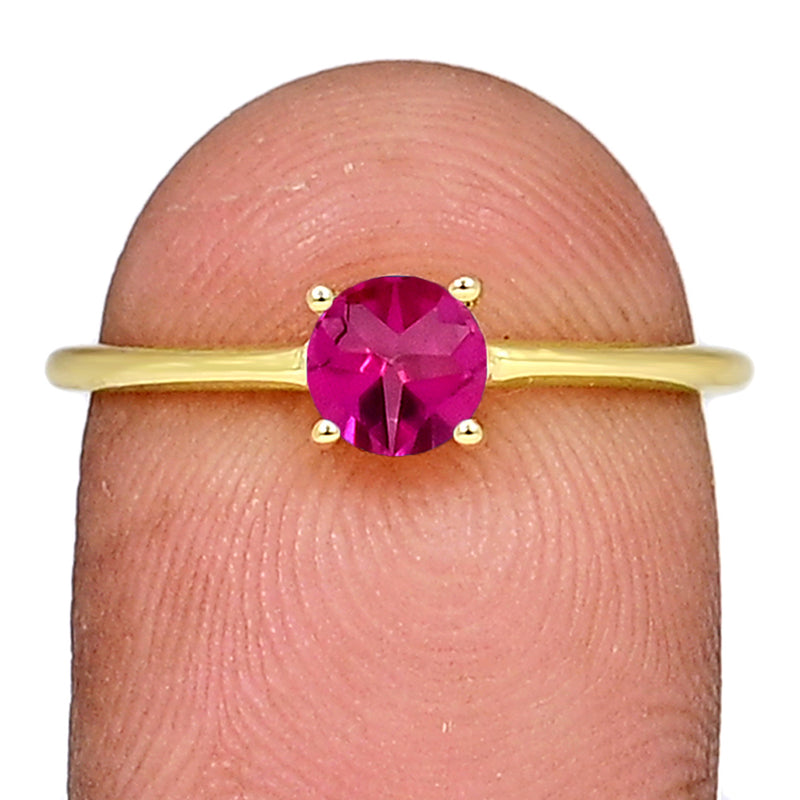 6*6 MM Round - 18k Gold Vermeil - Pink Topaz Ring - RBC313G-PTZ Catalogue