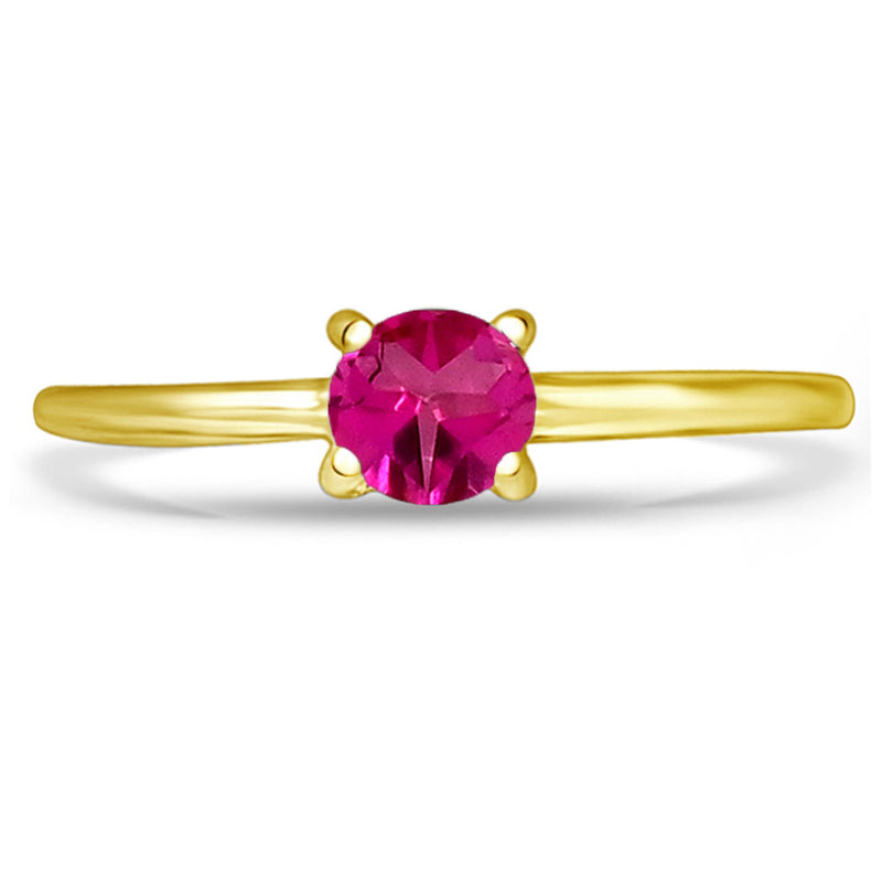 6*6 MM Round - 18k Gold Vermeil - Pink Topaz Ring - RBC313G-PTZ Catalogue