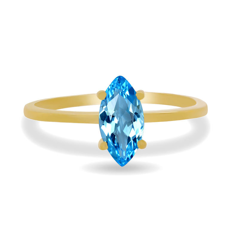 10*5 MM Marquise - 18k Gold Vermeil - Blue Topaz Ring - RBC323G-BT Catalogue