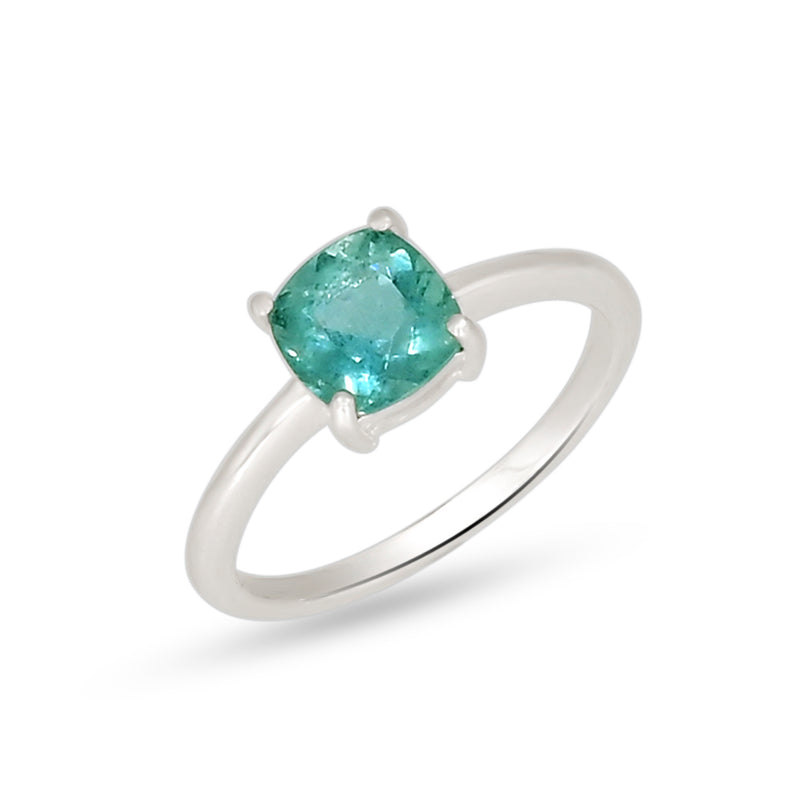 6*6 MM Cushion - Belgian Teal Fluorite Ring - RBC327-BTF Catalogue