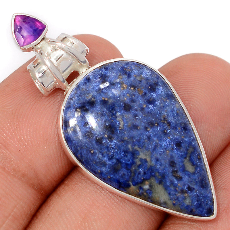 1.7" Rhodusite & Amethyst Faceted Pendants - RDSP106