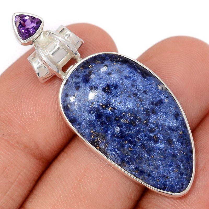 1.7" Rhodusite & Amethyst Faceted Pendants - RDSP109