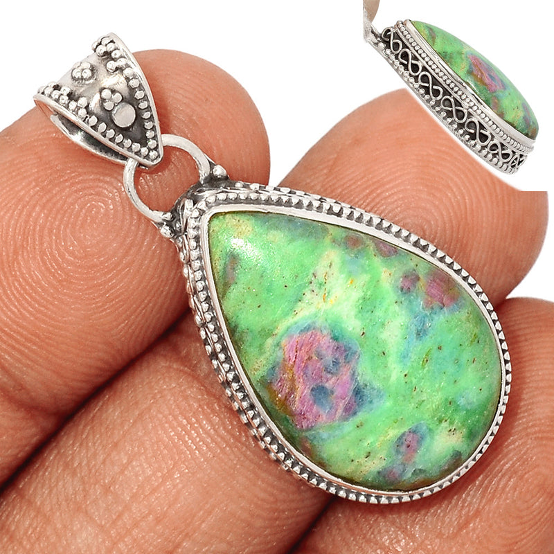 1.6" Fine Filigree - Ruby In Fuchsite Pendants - RIFP1797