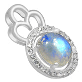 7*9 MM Oval - Rainbow Moonstone With Cz Pendants - RMSP2