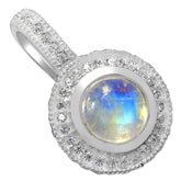 7*7 MM Round - Rainbow Moonstone With Cz Pendants - RMSP4