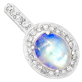 7*9 MM Oval - Rainbow Moonstone With Cz Pendants - RMSP9