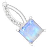 8*8 MM Square - Rainbow Moonstone With Cz Pendants - RMSP10