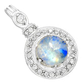 7*7 MM Round - Rainbow Moonstone With Cz Pendants - RMSP12