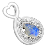 5*7 MM Pear - Rainbow Moonstone With Cz Pendants - RMSP13